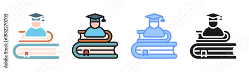 Study Stack icon set multiple style collection