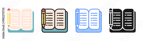 Open Book icon set multiple style collection