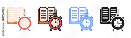 Study Alarm icon set multiple style collection