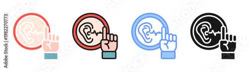 Listening icon set multiple style collection