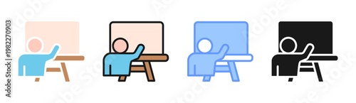 Teaching icon set multiple style collection