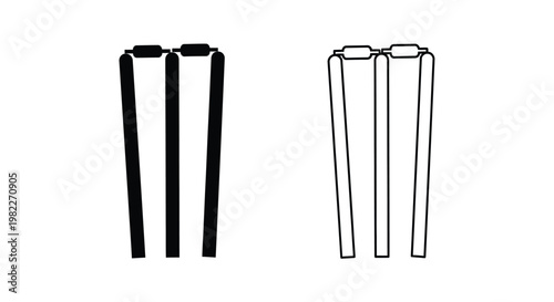 Black and white cricket wickets a striking graphic silhouette