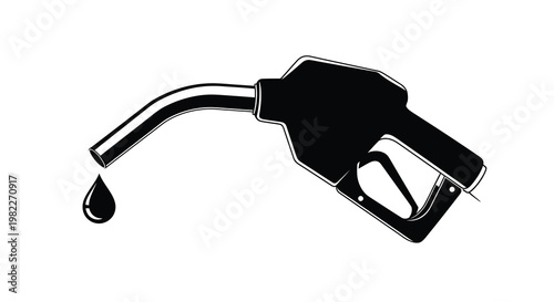 A black and white illustration depicts a fuel nozzle with a single droplet falling high quality