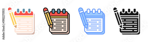 Notebook icon set multiple style collection
