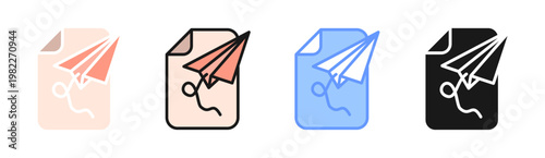 Paperplane icon set multiple style collection
