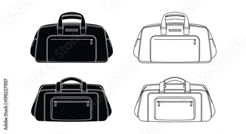 Four travel bags displayed in differing outlines a distinct silhouette