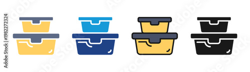 Lunch Box icon set multiple style collection