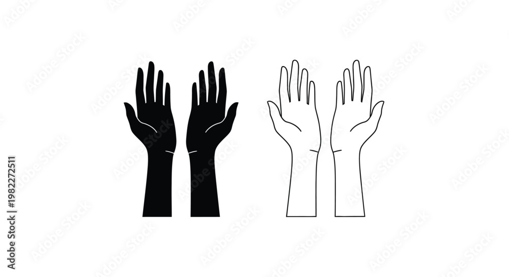 Fototapeta premium Pair of hands depicted in contrasting tones a striking silhouette