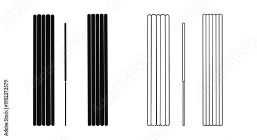Abstract black and white linear design with striking silhouette