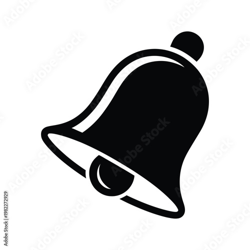A striking black silhouette of a classic bell shape against a plain white background silhouette