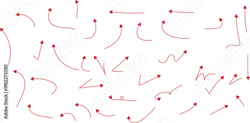 Collection of various arrows and pointers in black and red on white background
