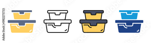 Lunch Box icon set multiple style collection