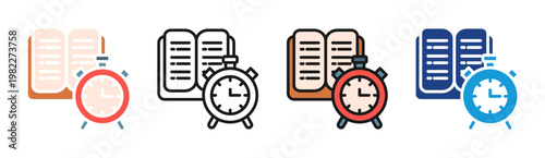 Study Alarm icon set multiple style collection