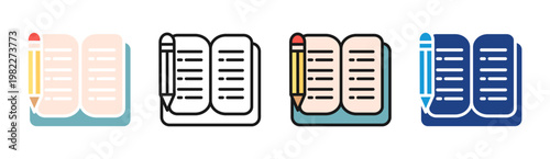 Open Book icon set multiple style collection