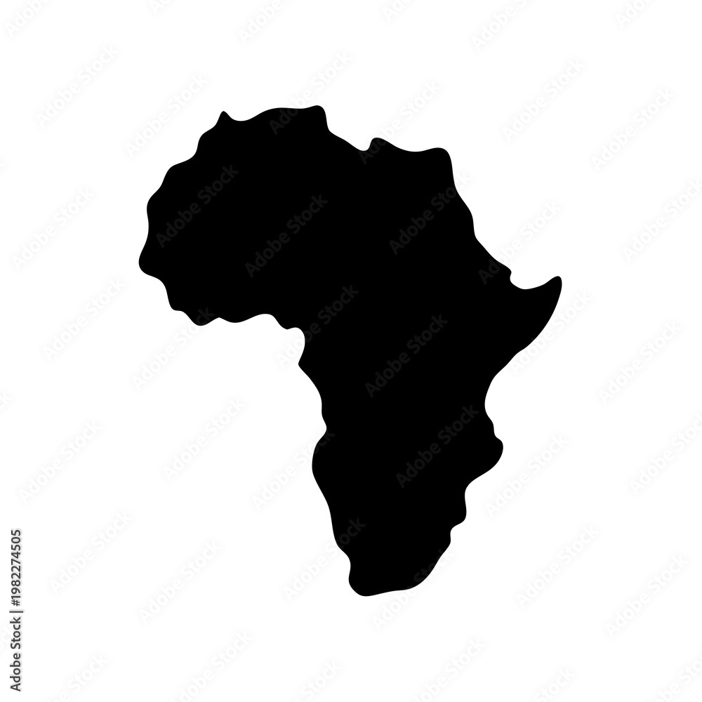 Ταπετσαρία Detailed black silhouette representation of the continent of Africa on white bac