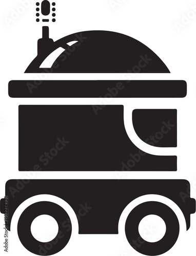 Black food truck icon, vector food cart symbol, modern delivery vehicle graphic, illustration