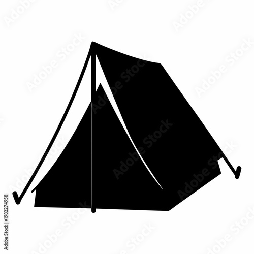 Black silhouette of a camping tent symbolizing outdoor adventures and explorations