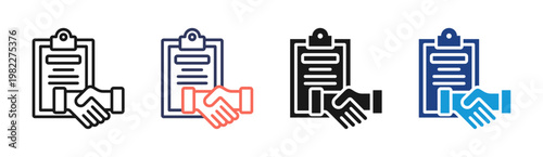 Contract Agreement icon set multiple style collection