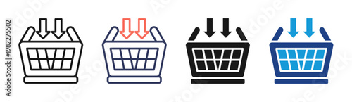 Distribution Basket icon set multiple style collection