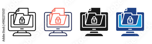 Secure Files icon set multiple style collection