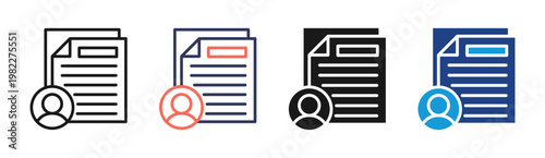 Author Profile icon set multiple style collection