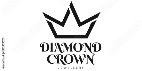 Diamond crown jewellery minimalist logo design with jewellery precious gemstone branding boutique accessories identity creative minimalist business brilliant expensive collection