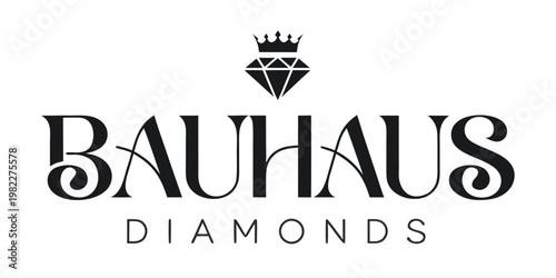 Bauhaus diamonds luxury jewelry brand logo with jewellery branding boutique precious gemstone accessories business corporate identity minimalist expensive collection engagement marketing
