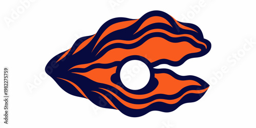 Modern fluid graphic oyster shell shape holding a pearl with illustration abstract treasure minimalist stylized underwater valuable gemstone precious creative creature wildlife isolated