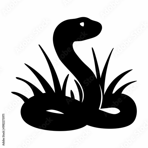 Striking Silhouette of a Snake Emerging from Ornamental Grass, a Bold Composition
