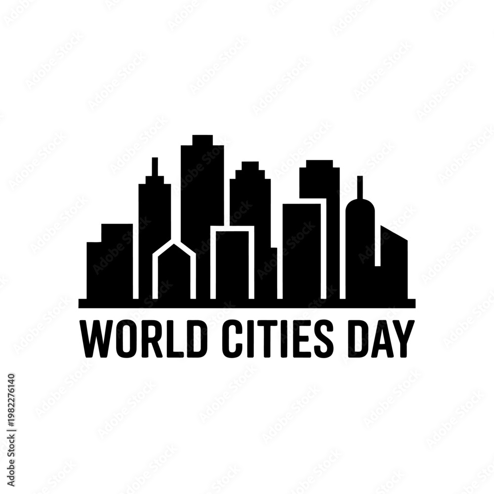Fototapeta premium World cities day black silhouette skyline for urban development and architecture.