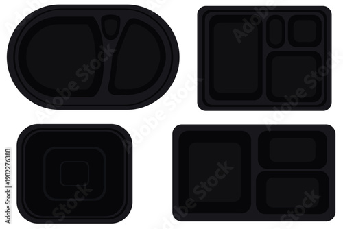 弁当容器のイラスト｜使い捨てテイクアウトパッケージ・白背景