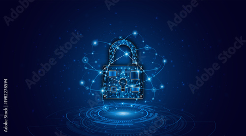 Lock icon. Cyber ​​security and data protection concepts and privacy. Innovative concept of advanced safety technology