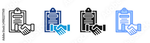 Contract Agreement icon set multiple style collection
