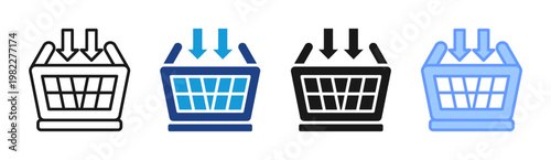 Distribution Basket icon set multiple style collection