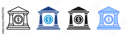 Rights Bank icon set multiple style collection