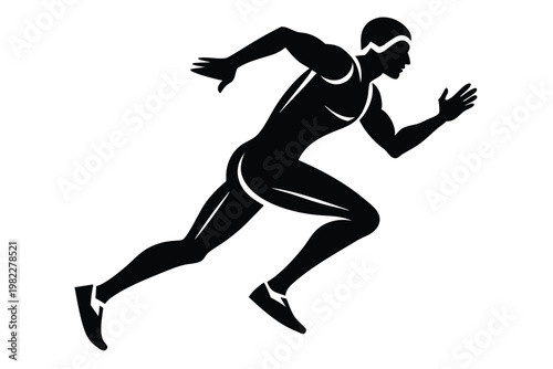 athlete runner silhouette line art vector illustration with a white background