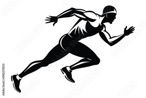 athlete runner silhouette line art vector illustration with a white background