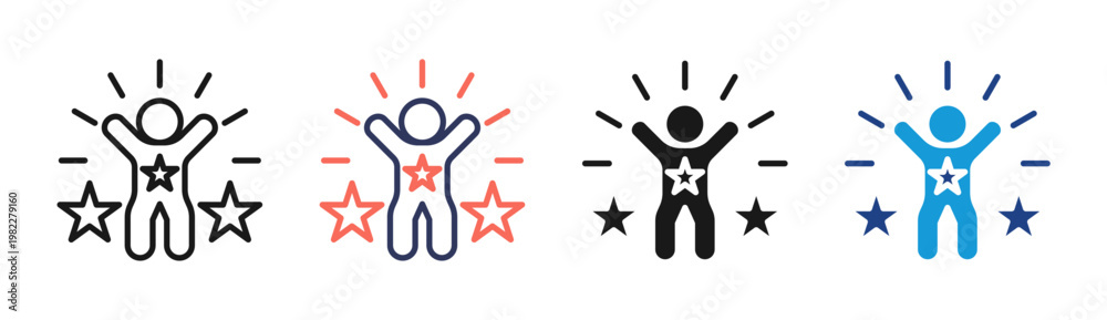 Fototapeta premium Star Success icon set multiple style collection