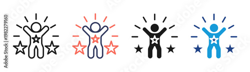 Star Success icon set multiple style collection