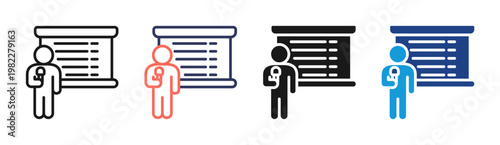 Teaching Board icon set multiple style collection