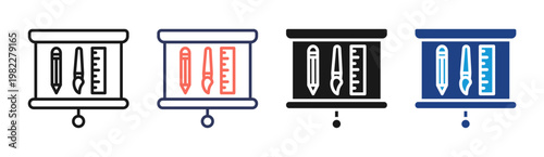 Tools Board icon set multiple style collection