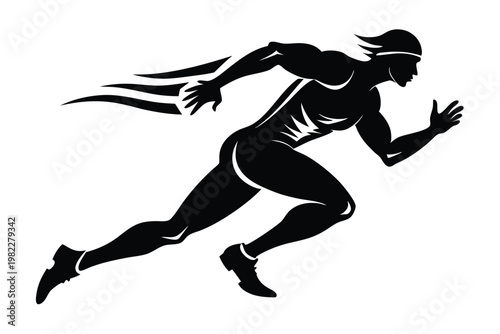 athlete runner silhouette line art vector illustration with a white background