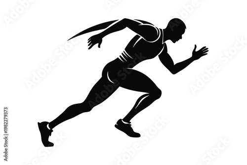 athlete runner silhouette line art vector illustration with a white background