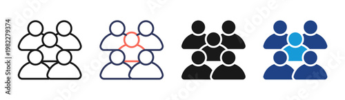 Team Network icon set multiple style collection