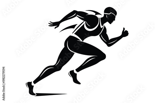 athlete runner silhouette line art vector illustration with a white background