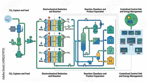 Carbon Capture Utilization and Storage Process Flow Diagram.