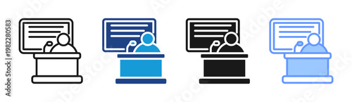 Office Meeting icon set multiple style collection