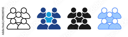 Team Network icon set multiple style collection