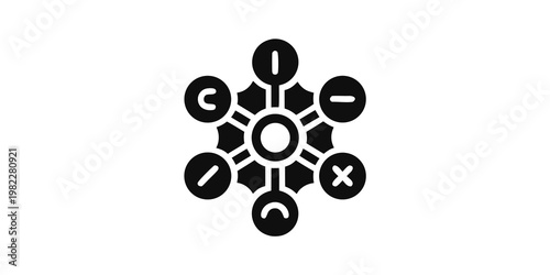 Mathematical operations icon hub with calculation arithmetic operations multiply education learning subtraction multiplication division academic processing mathematics illustration