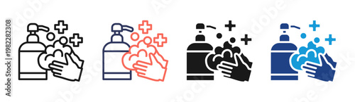 Hand Hygiene icon set multiple style collection